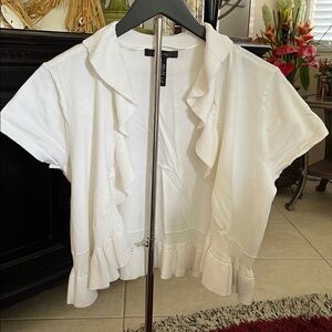 White Knit Bolero with Ruffle Detail